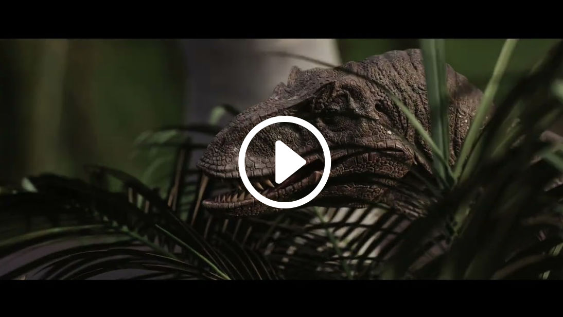 Video 3D d'un raptor et d'un tyrannosaure à yourte en scene